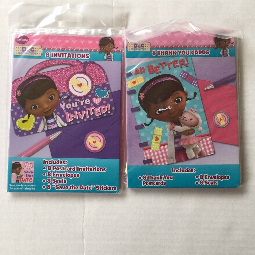 Doc McStuffins Birthday Party Invitations & Thank You Cards (8 Pack)